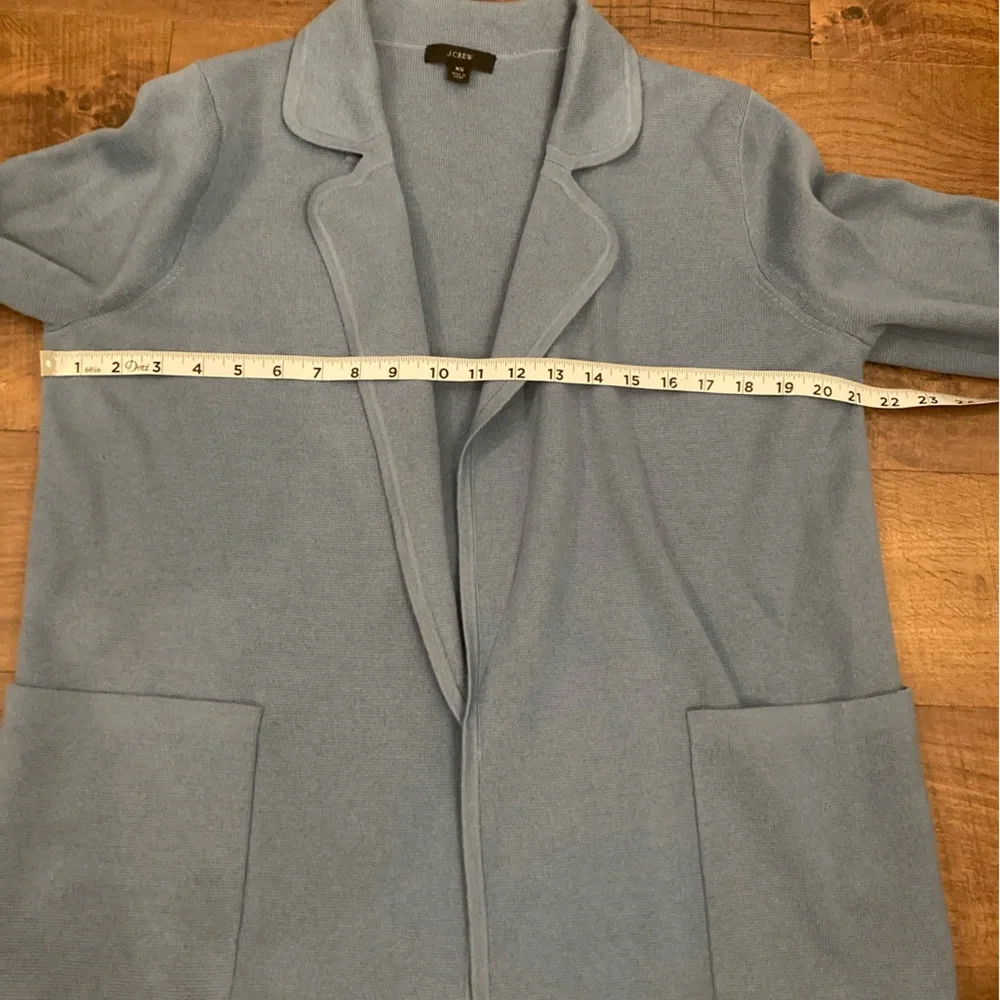 J.Crew Eloise Sweater-Blazer Jacket Cardigan Dusty Blue Merino Wool Blend EUC XS